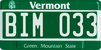 VT license plate BIM033