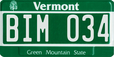 VT license plate BIM034