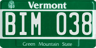 VT license plate BIM038