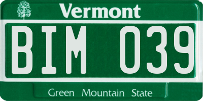 VT license plate BIM039