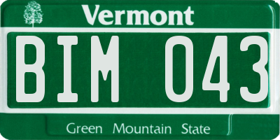 VT license plate BIM043