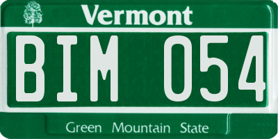 VT license plate BIM054