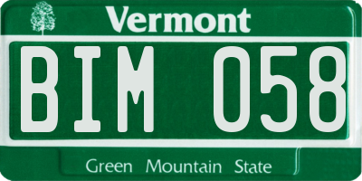 VT license plate BIM058