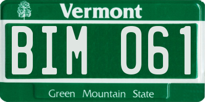 VT license plate BIM061