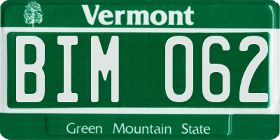 VT license plate BIM062