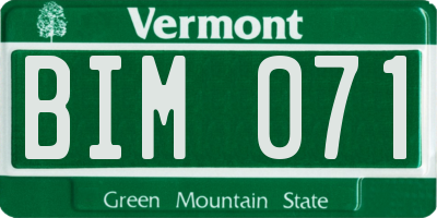 VT license plate BIM071