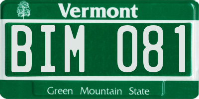 VT license plate BIM081