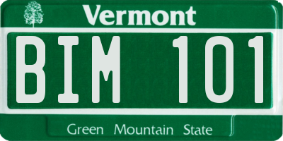 VT license plate BIM101