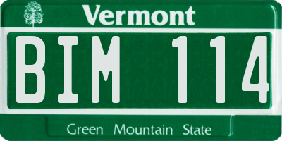 VT license plate BIM114