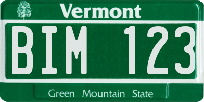 VT license plate BIM123