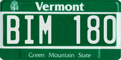 VT license plate BIM180
