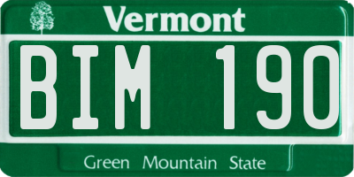 VT license plate BIM190