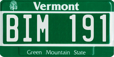 VT license plate BIM191