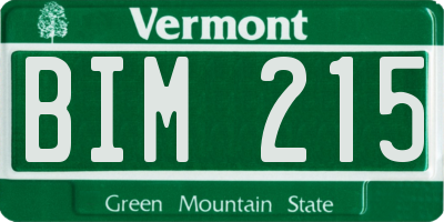 VT license plate BIM215
