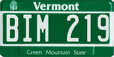 VT license plate BIM219