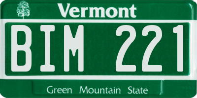 VT license plate BIM221