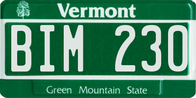 VT license plate BIM230