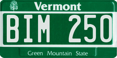 VT license plate BIM250