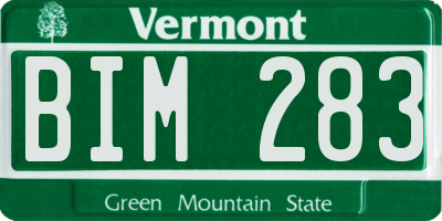 VT license plate BIM283