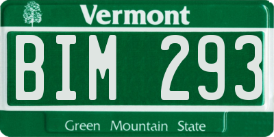 VT license plate BIM293