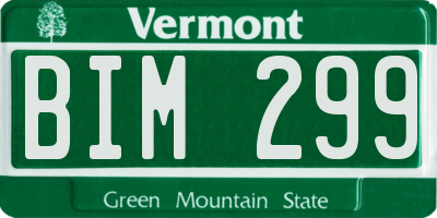 VT license plate BIM299