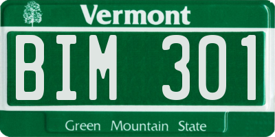 VT license plate BIM301
