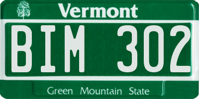 VT license plate BIM302