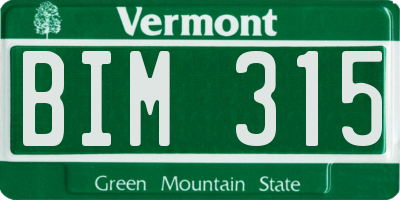 VT license plate BIM315