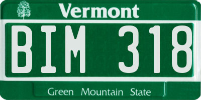 VT license plate BIM318