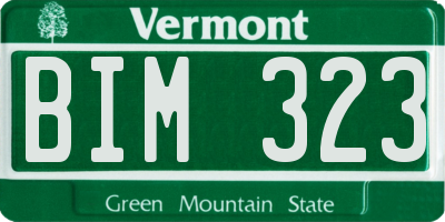 VT license plate BIM323