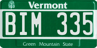 VT license plate BIM335