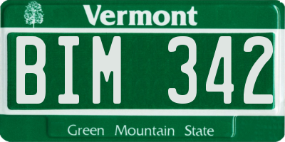 VT license plate BIM342
