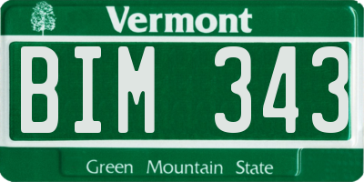 VT license plate BIM343