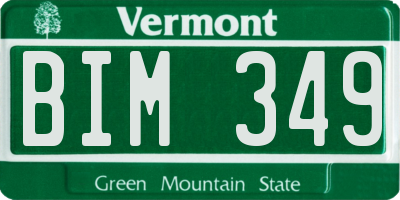 VT license plate BIM349