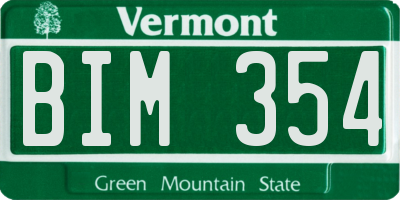 VT license plate BIM354