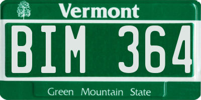 VT license plate BIM364