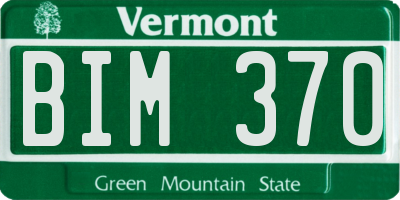 VT license plate BIM370