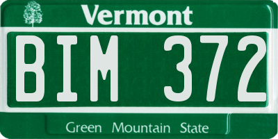 VT license plate BIM372