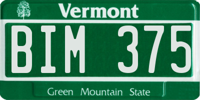 VT license plate BIM375