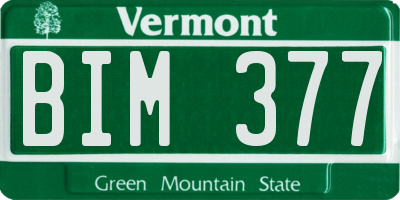 VT license plate BIM377
