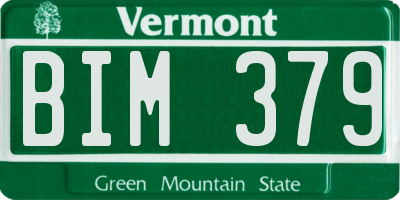 VT license plate BIM379