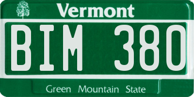 VT license plate BIM380