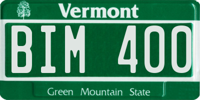 VT license plate BIM400