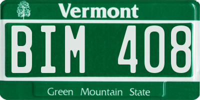 VT license plate BIM408