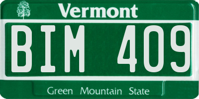 VT license plate BIM409