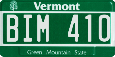 VT license plate BIM410