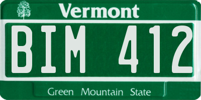 VT license plate BIM412