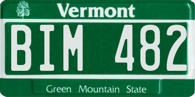 VT license plate BIM482