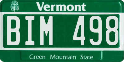 VT license plate BIM498
