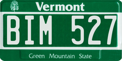VT license plate BIM527
